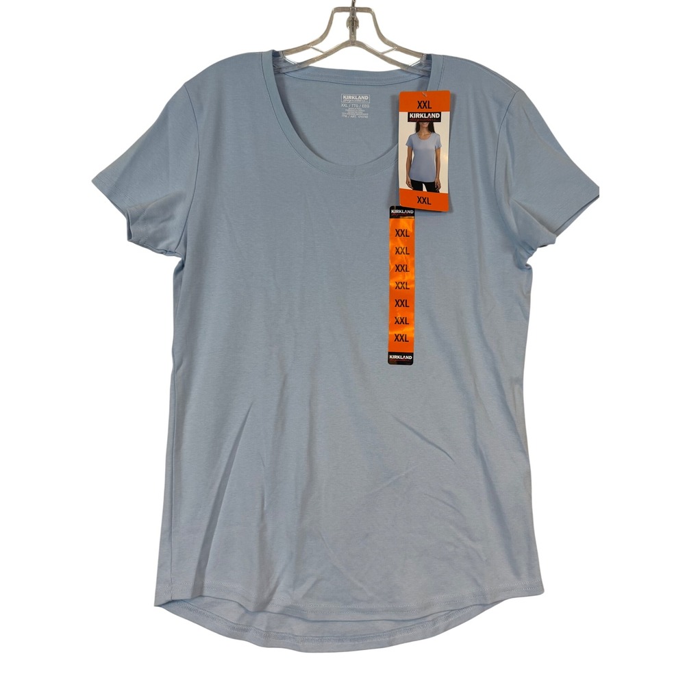NWT Kirkland‎ Signature Womens XXL Blue Short Sleeve Scoop Neck T-Shirt Layering